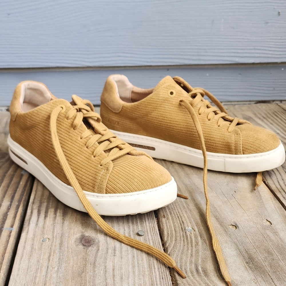 Birkenstock Bend Corduroy Cork Brown Suede Sneaker Sz 38 - Picture 2 of 8